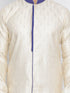 VASTRAMAY Men's Gold And Blue Silk Blend Sherwani Set